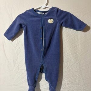 Cozy Blue Kids Footie with Owl Patch
